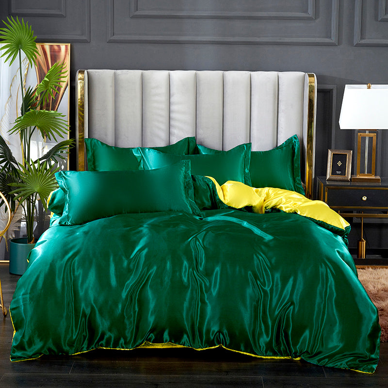 Set letto 4 pezzi - Tocco di Seta 22 Momme | Toni di verde