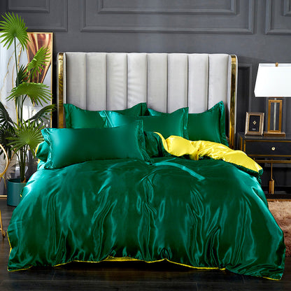 Set letto 4 pezzi - Tocco di Seta 22 Momme | Toni di verde