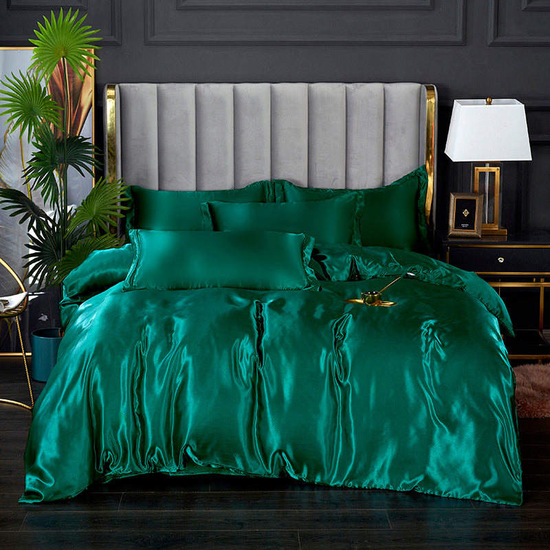 Set letto 4 pezzi - Tocco di Seta 22 Momme | Toni di verde