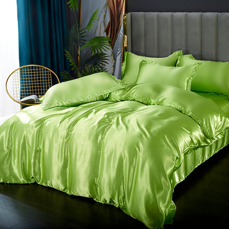 Set letto 4 pezzi - Tocco di Seta 22 Momme | Toni di verde