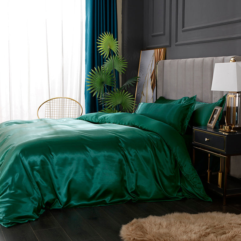 Set letto 4 pezzi - Tocco di Seta 22 Momme | Toni di verde