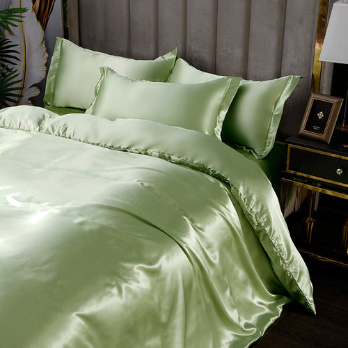 Set letto 4 pezzi - Tocco di Seta 22 Momme | Toni di verde