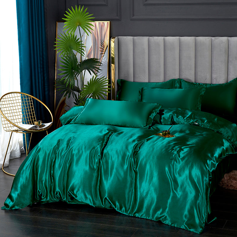 Set letto 4 pezzi - Tocco di Seta 22 Momme | Toni di verde